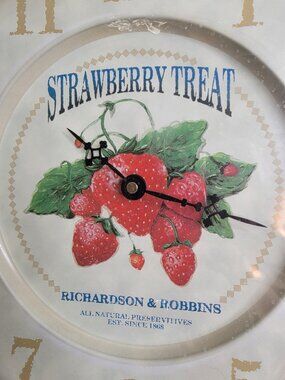 Strawberry Tin Wall Clock | New in Box | Kitchen Decor
